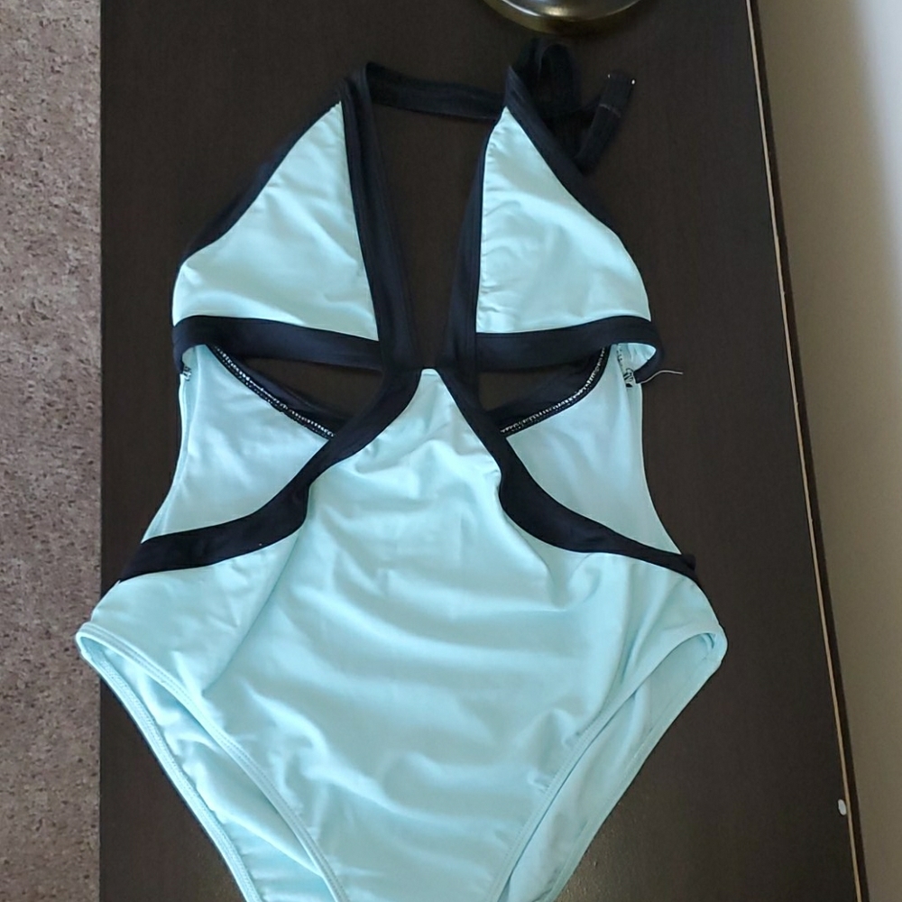 Light blue one-piece swimsuit